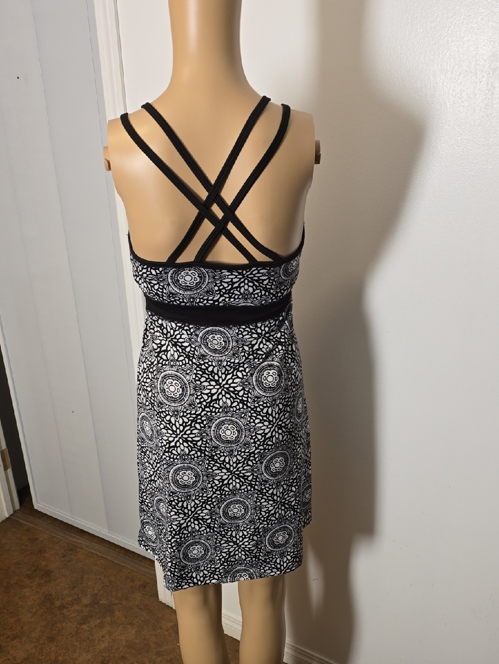 Yoga Workout Geomertic Tank Dress With Bra - xs